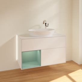 Тумба под раковину Villeroy & Boch Finion 100х50,1 см с подсветкой МДФ белый матовый лак/стекло белое матовое G891GMMT