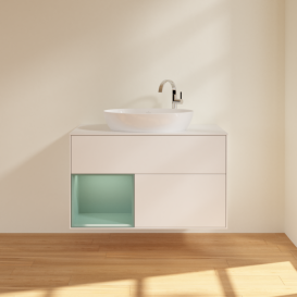 Тумба под раковину Villeroy & Boch Finion 100х50,1 см с подсветкой МДФ белый матовый лак/стекло белое матовое G891GMMT