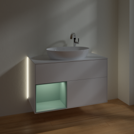 Тумба под раковину Villeroy & Boch Finion 100х50,1 см с подсветкой МДФ белый матовый лак/стекло белое матовое G891GMMT