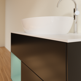 Тумба под раковину Villeroy & Boch Finion 100х50,1 см с подсветкой МДФ черный матовый лак/стекло белое матовое G891GMPD