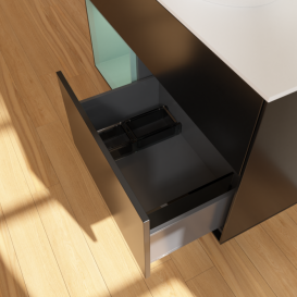 Тумба под раковину Villeroy & Boch Finion 100х50,1 см с подсветкой МДФ черный матовый лак/стекло белое матовое G891GMPD