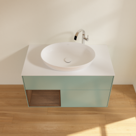 Тумба под раковину Villeroy & Boch Finion 100х50,1 см с подсветкой МДФ оливковый матовый лак/стекло белое матовое G891GNGM