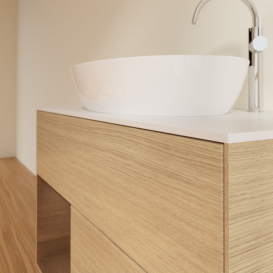 Тумба под раковину Villeroy & Boch Finion 100х50,1 см с подсветкой МДФ шпон дуба/стекло белое матовое G891GNPC