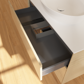 Тумба под раковину Villeroy & Boch Finion 100х50,1 см с подсветкой МДФ шпон дуба/стекло белое матовое G891GNPC