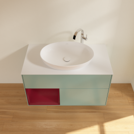 Тумба под раковину Villeroy & Boch Finion 100х50,1 см с подсветкой МДФ оливковый матовый лак/стекло белое матовое G891HBGM