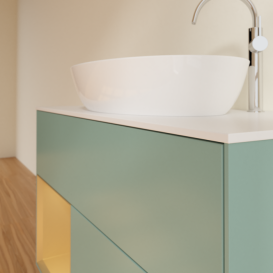 Тумба под раковину Villeroy & Boch Finion 100х50,1 см с подсветкой МДФ оливковый матовый лак/стекло белое матовое G891HFGM