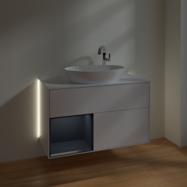 Тумба под раковину Villeroy & Boch Finion 100х50,1 см с подсветкой МДФ глянцевый белый лак/стекло белое матовое G891HGGF