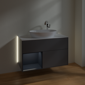 Тумба под раковину Villeroy & Boch Finion 100х50,1 см с подсветкой МДФ антрацит матовый лак/стекло белое матовое G891HGGK