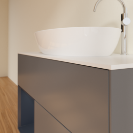 Тумба под раковину Villeroy & Boch Finion 100х50,1 см с подсветкой МДФ антрацит матовый лак/стекло белое матовое G891HGGK