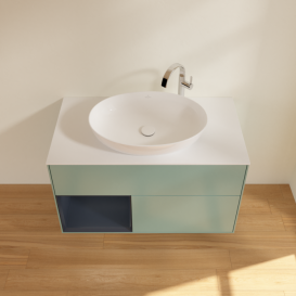 Тумба под раковину Villeroy & Boch Finion 100х50,1 см с подсветкой МДФ оливковый матовый лак/стекло белое матовое G891HGGM