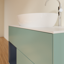 Тумба под раковину Villeroy & Boch Finion 100х50,1 см с подсветкой МДФ оливковый матовый лак/стекло белое матовое G891HGGM