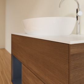 Тумба под раковину Villeroy & Boch Finion 100х50,1 см с подсветкой МДФ шпон грецкого ореха/стекло белое матовое G891HGGN