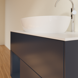 Тумба под раковину Villeroy & Boch Finion 100х50,1 см с подсветкой МДФ темно-синий матовый лак/стекло белое матовое G891HGHG