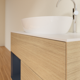 Тумба под раковину Villeroy & Boch Finion 100х50,1 см с подсветкой МДФ шпон дуба/стекло белое матовое G891HGPC