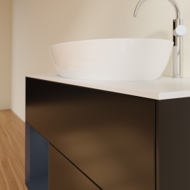 Тумба под раковину Villeroy & Boch Finion 100х50,1 см с подсветкой МДФ черный матовый лак/стекло белое матовое G891HGPD