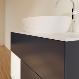 Тумба под раковину Villeroy & Boch Finion 100х50,1 см с подсветкой МДФ темно-синий матовый лак/стекло белое матовое G891MTHG