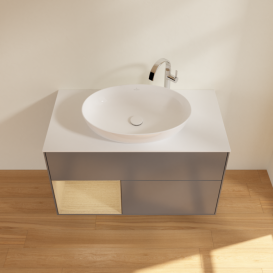 Тумба под раковину Villeroy & Boch Finion 100х50,1 см с подсветкой МДФ антрацит матовый лак/стекло белое матовое G891PCGK