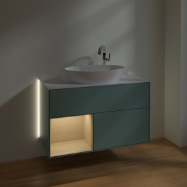 Тумба под раковину Villeroy & Boch Finion 100х50,1 см с подсветкой МДФ оливковый матовый лак/стекло белое матовое G891PCGM