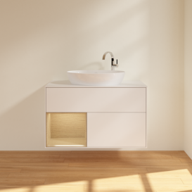 Тумба под раковину Villeroy & Boch Finion 100х50,1 см с подсветкой МДФ белый матовый лак/стекло белое матовое G891PCMT