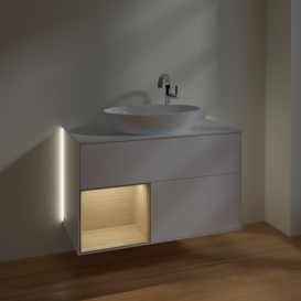 Тумба под раковину Villeroy & Boch Finion 100х50,1 см с подсветкой МДФ белый матовый лак/стекло белое матовое G891PCMT