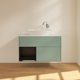 Тумба под раковину Villeroy & Boch Finion 100х50,1 см с подсветкой МДФ оливковый матовый лак/стекло белое матовое G891PDGM