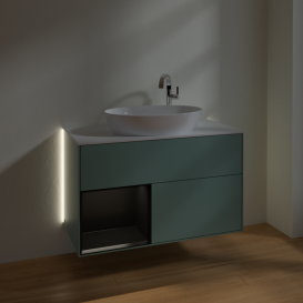 Тумба под раковину Villeroy & Boch Finion 100х50,1 см с подсветкой МДФ оливковый матовый лак/стекло белое матовое G891PDGM