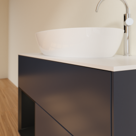 Тумба под раковину Villeroy & Boch Finion 100х50,1 см с подсветкой МДФ темно-синий матовый лак/стекло белое матовое G891PDHG