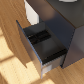 Тумба под раковину Villeroy & Boch Finion 100х50,1 см с подсветкой МДФ темно-синий матовый лак/стекло черное матовое G892GFHG