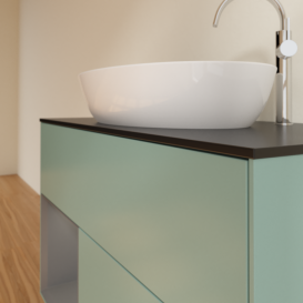 Тумба под раковину Villeroy & Boch Finion 100х50,1 см с подсветкой МДФ оливковый матовый лак/стекло черное матовое G892GKGM