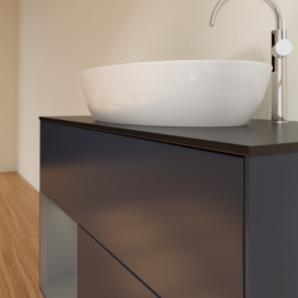 Тумба под раковину Villeroy & Boch Finion 100х50,1 см с подсветкой МДФ темно-синий матовый лак/стекло черное матовое G892GKHG