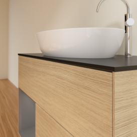 Тумба под раковину Villeroy & Boch Finion 100х50,1 см с подсветкой МДФ шпон дуба/стекло черное матовое G892GKPC