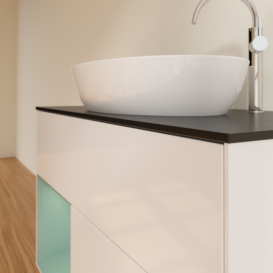 Тумба под раковину Villeroy & Boch Finion 100х50,1 см с подсветкой МДФ глянцевый белый лак/стекло черное матовое G892GMGF