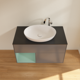 Тумба под раковину Villeroy & Boch Finion 100х50,1 см с подсветкой МДФ антрацит матовый лак/стекло черное матовое G892GMGK