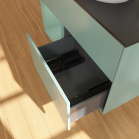 Тумба под раковину Villeroy & Boch Finion 100х50,1 см с подсветкой МДФ оливковый матовый лак/стекло черное матовое G892GMGM