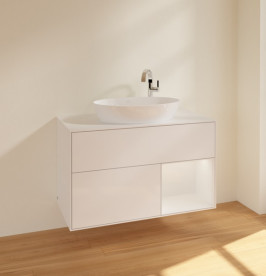 Тумба под раковину Villeroy & Boch Finion 100х50,1 см с подсветкой МДФ глянцевый белый лак/стекло белое матовое F901GFGF