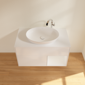 Тумба под раковину Villeroy & Boch Finion 100х50,1 см с подсветкой МДФ глянцевый белый лак/стекло белое матовое F901GFGF