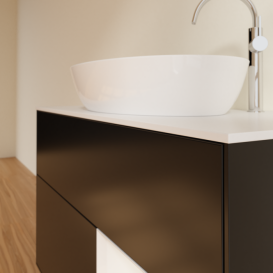 Тумба под раковину Villeroy & Boch Finion 100х50,1 см с подсветкой МДФ черный матовый лак/стекло белое матовое F901GFPD