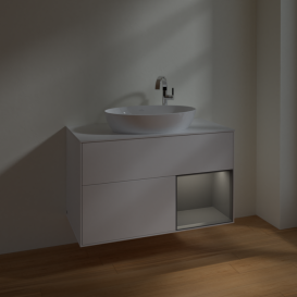 Тумба под раковину Villeroy & Boch Finion 100х50,1 см с подсветкой МДФ белый матовый лак/стекло белое матовое F901GKMT