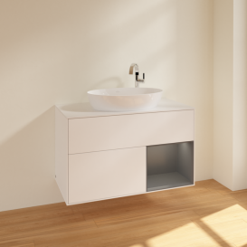 Тумба под раковину Villeroy & Boch Finion 100х50,1 см с подсветкой МДФ белый матовый лак/стекло белое матовое F901GKMT