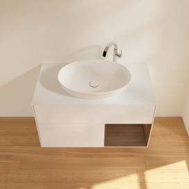 Тумба под раковину Villeroy & Boch Finion 100х50,1 см с подсветкой МДФ глянцевый белый лак/стекло белое матовое F901GNGF