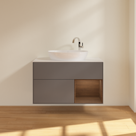 Тумба под раковину Villeroy & Boch Finion 100х50,1 см с подсветкой МДФ антрацит матовый лак/стекло белое матовое F901GNGK