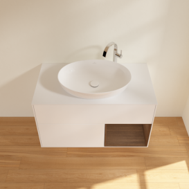 Тумба под раковину Villeroy & Boch Finion 100х50,1 см с подсветкой МДФ белый матовый лак/стекло белое матовое F901GNMT