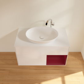 Тумба под раковину Villeroy & Boch Finion 100х50,1 см с подсветкой МДФ глянцевый белый лак/стекло белое матовое F901HBGF