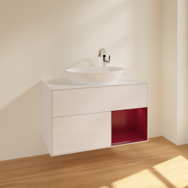 Тумба под раковину Villeroy & Boch Finion 100х50,1 см с подсветкой МДФ глянцевый белый лак/стекло белое матовое F901HBGF