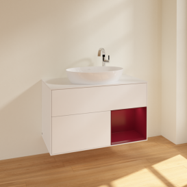 Тумба под раковину Villeroy & Boch Finion 100х50,1 см с подсветкой МДФ белый матовый лак/стекло белое матовое F901HBMT