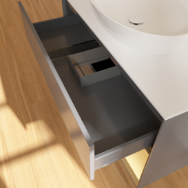 Тумба под раковину Villeroy & Boch Finion 100х50,1 см с подсветкой МДФ антрацит матовый лак/стекло белое матовое F901HFGK