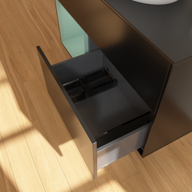 Тумба под раковину Villeroy & Boch Finion 100х50,1 см с подсветкой МДФ черный матовый лак/стекло черное матовое G892GMPD