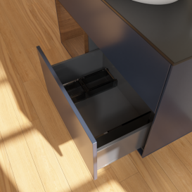 Тумба под раковину Villeroy & Boch Finion 100х50,1 см с подсветкой МДФ темно-синий матовый лак/стекло черное матовое G892GNHG