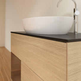 Тумба под раковину Villeroy & Boch Finion 100х50,1 см с подсветкой МДФ шпон дуба/стекло черное матовое G892GNPC