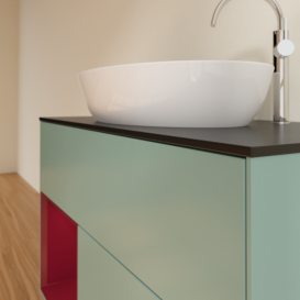 Тумба под раковину Villeroy & Boch Finion 100х50,1 см с подсветкой МДФ оливковый матовый лак/стекло черное матовое G892HBGM